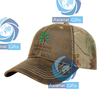 Faux Leathered Poly Cotton Unstructured Cap with Camo Back