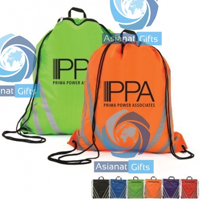 Reflective 210D Polyester Drawstring Backpack