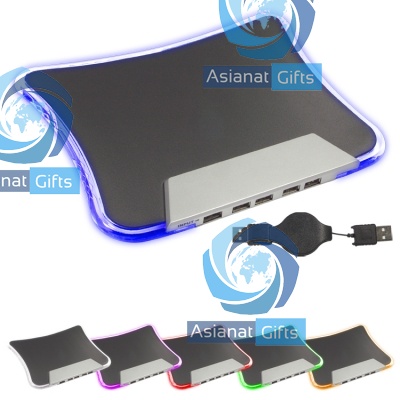 Light Up Mouse Pad w/4 Port USB Hub (Rotating Top Coils)